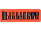 Set BiȚi De Impact Hexagonali, Cu Adaptor 1/2'', 9 Piese