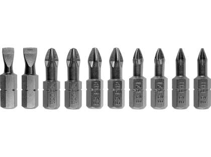 Set 10 Biți Ph1,2, Pz1,2 1/4'' 25Mm