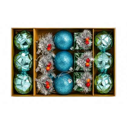 Set Ornamente De Craciun / Albastru - 15p.