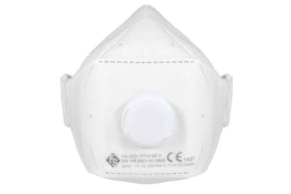 masca FFP3 cu construcție panou, atașat cu o curea de cap