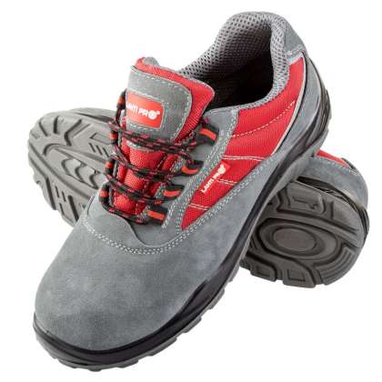 Pantof Piele-intoarsa-tesut / Gri-rosu (s1psrc) - 41