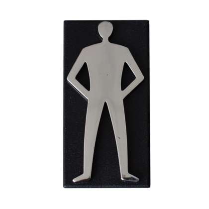 Semn Wc Cu Placa Adeziva Fixare - 63mm / Crom / Barbat