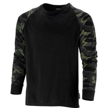 Tricou Bumbac Cu Maneca Lunga / Negru-camuflaj - Xl