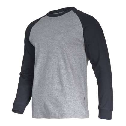 Tricou Bumbac Cu Maneca Lunga / Gri-negru - M