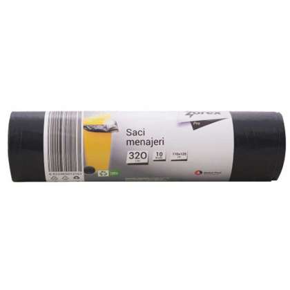 Sac Menajer Ldpe Negru 320 L, 10 Buc (Gp)