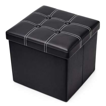 Taburet Pliabil Depozitare Modern - 38x38x38cm / Negru