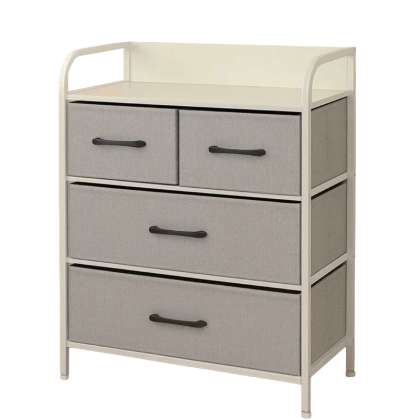 Comoda 4 Sertare Textile / 58x29x79cm - Gri/alb