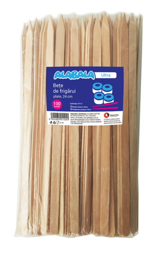 Alabala Bete lemn frigarui plate 24cm 100/set