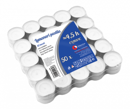 Lumanari pastila albe timp ardere ~4.5h ( 50buc /set)