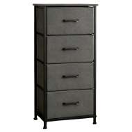 Comoda 4 Sertare Textile / 45x30x94cm - Antracit/negru
