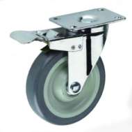 Roata Furca Pivotanta, Frana, Tpr Gri -  75 X 31 Mm