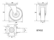 Roată Pivotantă Cauciucata Cărucior 100Mm