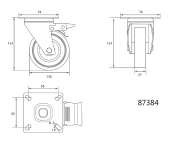 Roată Pivotantă De 125Mm Cu Cauciuc Gri Și Frână