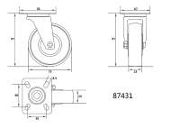 Roată Pivotantă Cauciucata Cărucior 75Mmx23Mm