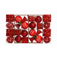 Set Ornamente De Craciun / Rosu - 24p.