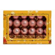 Set Ornamente Plastic De Craciun / Roz - 48p.