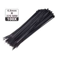 Set de 100 buc Coliere de Plastic, 370 mm x 4,8 mm,culoare negru ,Hofftech,rezistente UV