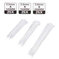 Set de 75 buc Coliere de Plastic, culoare alb,Hofftech,rezistente UV