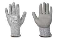 Mănușă rezistentă la tăiere din amestec de fibre HPPE și fibră de sticlă, acoperită cu poliuretan