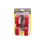 Set 4 roți pivotante 75 mm roșii care include 2 buc cu blocare totală si 2 buc fara blocare 