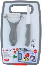 Set 3 Piese Taiere Alimente ( Cutit Ceramic , Curatator Legume Ceramic ,Tocator 32 X 160 X 250 Mm),Culori Diverse