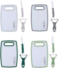 Set 3 Piese Taiere Alimente ( Cutit Ceramic , Curatator Legume Ceramic ,Tocator 32 X 160 X 250 Mm),Culori Diverse