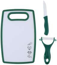 Set 3 Piese Taiere Alimente ( Cutit Ceramic , Curatator Legume Ceramic ,Tocator 32 X 160 X 250 Mm),Culori Diverse