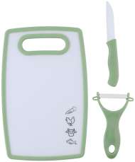 Set 3 Piese Taiere Alimente ( Cutit Ceramic , Curatator Legume Ceramic ,Tocator 32 X 160 X 250 Mm),Culori Diverse