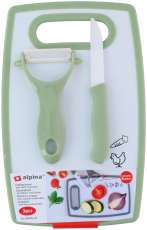 Set 3 Piese Taiere Alimente ( Cutit Ceramic , Curatator Legume Ceramic ,Tocator 32 X 160 X 250 Mm),Culori Diverse