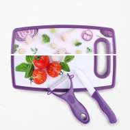 Set 3 Piese Taiere Alimente ( Cutit Ceramic , Curatator Legume Ceramic ,Tocator 30 X 160 X 250 Mm ),Culori Diverse