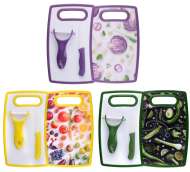 Set 3 Piese Taiere Alimente ( Cutit Ceramic , Curatator Legume Ceramic ,Tocator 30 X 160 X 250 Mm ),Culori Diverse