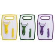 Set 3 Piese Taiere Alimente ( Cutit Ceramic , Curatator Legume Ceramic ,Tocator 30 X 160 X 250 Mm ),Culori Diverse