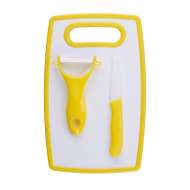 Set 3 Piese Taiere Alimente ( Cutit Ceramic , Curatator Legume Ceramic ,Tocator 30 X 160 X 250 Mm ),Culori Diverse