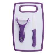 Set 3 Piese Taiere Alimente ( Cutit Ceramic , Curatator Legume Ceramic ,Tocator 30 X 160 X 250 Mm ),Culori Diverse