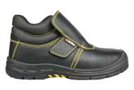 Ghete din piele, partea superioara - piele de vaca despicata, neagra cu fire portocalii