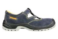 Sandale din piele, fața - piele șlefuită, negre cu fire portocalii