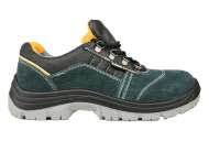 Pantofi din piele velur, negru-verde cu fire portocalii, sireturi negru-portocalii