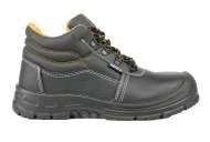 Ghete din piele, partea superioara - piele de vaca despicata, negre cu fire portocalii, sireturi negru cu portocaliu, realizate fara metal