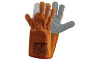 Mănuși de sudură; piele de capră  în partea de lucru, manșetă din piele de bovină despicată