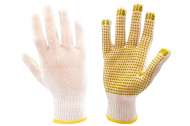 Manusi din bumbac de inalta calitate cu picouri Trona ,culoare alb-galben , marime  10 ( XL )