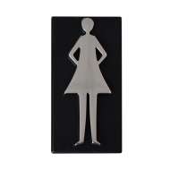 Semn Wc Cu Placa Adeziva Fixare - 63mm / Crom / Femeie