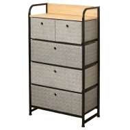 Comoda 5 Sertare Textile / 58x29x99cm - Gri/negru
