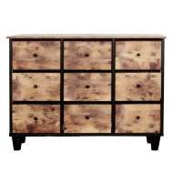 Comoda 9 Sertare Textile / 110x30x73cm - Vintage/negru