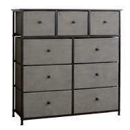 Comoda 9 Sertare Textile / 100x30x99cm - Antracit/negru