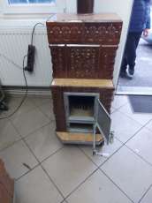 Soba turn 3 randuri cu etajera la randul 2 ,antijar, clapi fonta , culoare maro