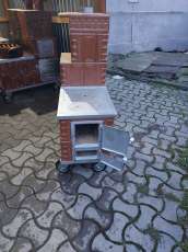 Soba plita 3 ochiuri ,cuptor 4 randuri plus garnitura ,culoare cognac 