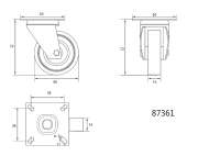RoatĂ PivotantĂ 50x16x72mm, 20kg