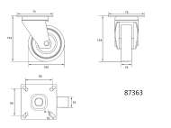 RoatĂ PivotantĂ Cu Cauciuc Gri, 100mm