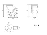 RoatĂ PivotantĂ De 125mm Cu Cauciuc Gri Și GaurĂ De Fixare