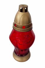 Candela sticla "Trandafir" cu capac timp ard.36h